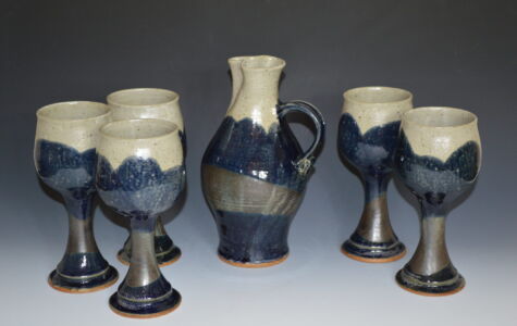 Wine Decanter and Set of 4 Goblets - Sold