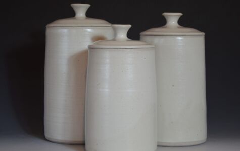 Set of 3, White Canisters, - Sold