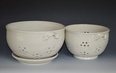 Set of two colanders and rinse plate, $95
