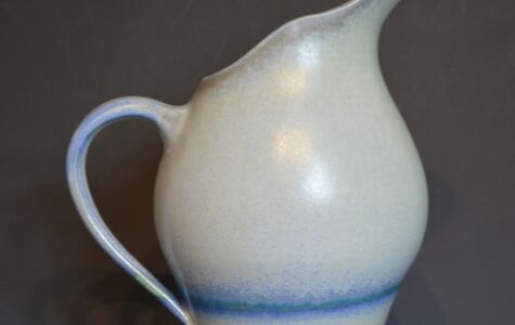 White & Blue Pitcher, 9" H, - Sold