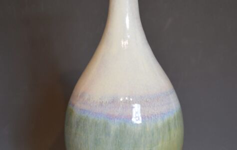 White, Blue & Red Vase, 8" - Sold