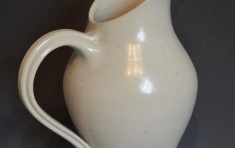 White Decorative Pitcher, 10" H, Sold