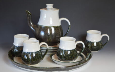 Tea Pot, 6 cups & saucers, sugar & creamer set and platter - $215
