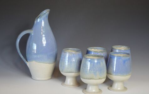 Wine Decanter and set of 4 stemmed goblets - $155