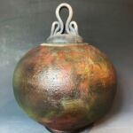 Raku lidded jar