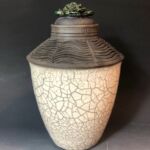 Raku lidded jar